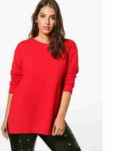 NWT Boohoo Red Side Split Sweater